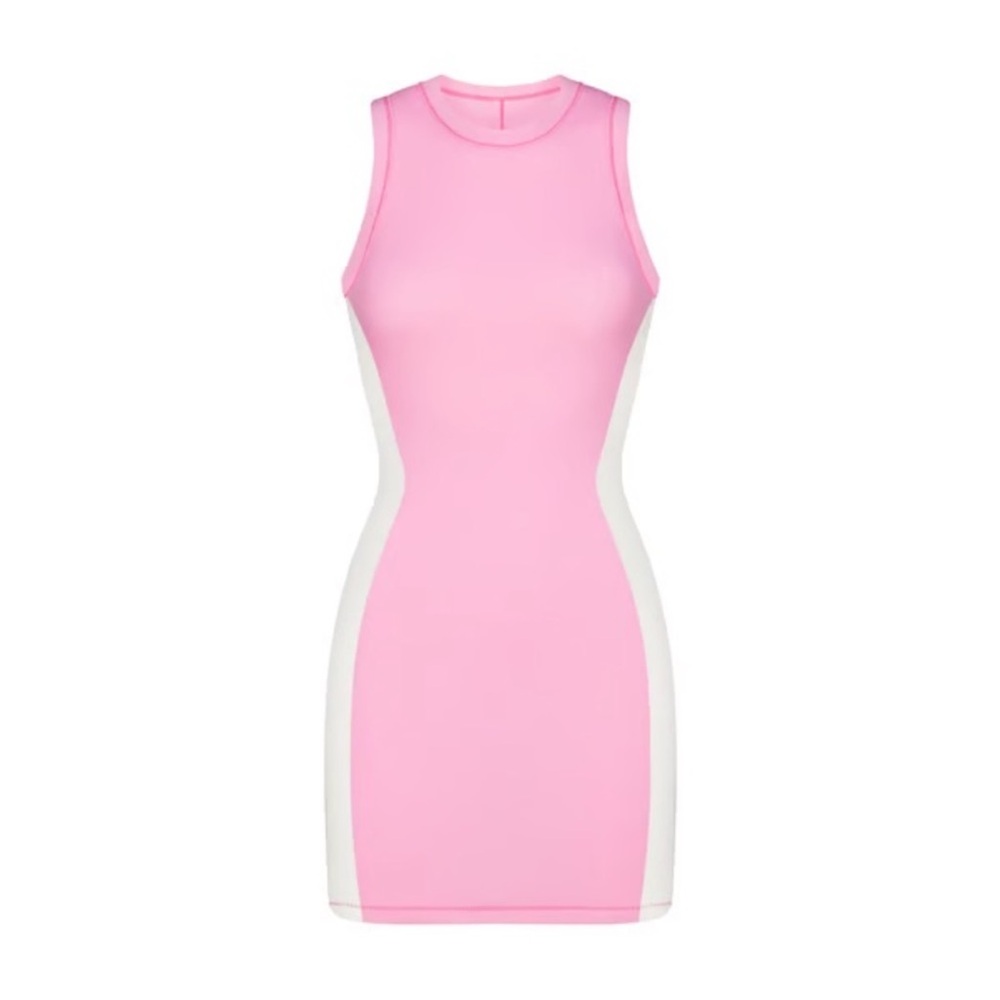 SKIMS Cotton Rib Mini Dress in Bubblegum Pink Multi